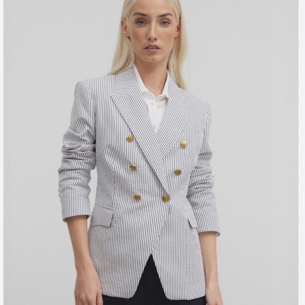 Joie Women's Striped Blazer with Gold Buttons